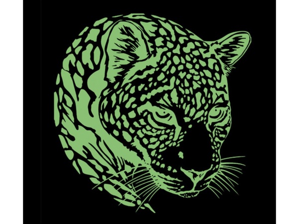 Bügelbild Leoparden Kopf / leuchtet im dunkeln