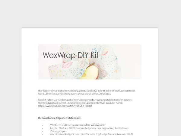 Anleitung Wax Wrap Bienenwachstücher als PDF Datei / Stoff&amp;so