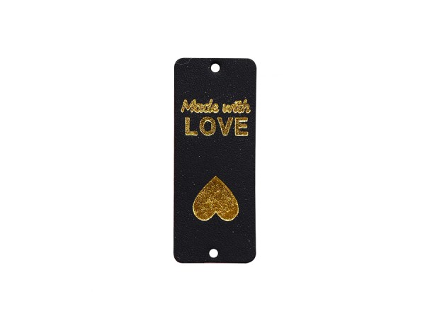 Label / Etiketten / à 5 Stück ` hand made with Love ` schwarz / gold