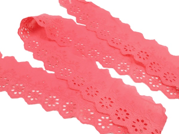 Baumwollspitze - Stickereiband pink / pro Meter